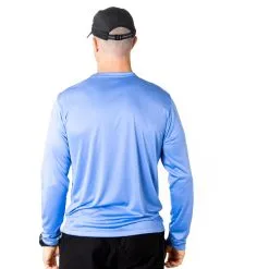 Men's Running Long Sleeve Tech Tee - New York City 26.2 Vertical -goneforarun Sales 2023 LSTECH M LIGHTBLUE BACK GFAR 9