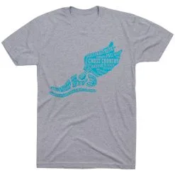 Cross Country Short Sleeve T-Shirt - Winged Foot Inspirational Words -goneforarun Sales 2023 cc 00129 GRAY FLAT