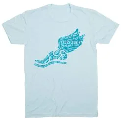 Cross Country Short Sleeve T-Shirt - Winged Foot Inspirational Words -goneforarun Sales 2023 cc 00129 LIGHTBLUE FLAT