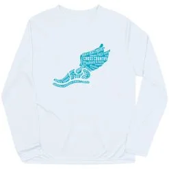 Cross Country Long Sleeve Performance Tee - Winged Foot Inspirational Words -goneforarun Sales 2023 cc 00438 WHITE FLAT