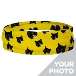 Multifunctional Headwear - Custom Cat Face RokBAND -goneforarun Sales 2023 gs 11470 YELLOW RING