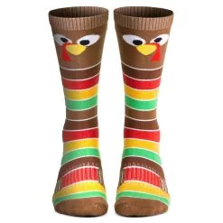 Woven Knee-High Socks - Goofy Turkey With Stripes