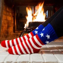 Patriotic Slipper Socks With Sherpa Lining -goneforarun Sales 2023 py 01720 LIFESTYLE