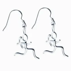 Sterling Silver Running Stick Figure Earrings