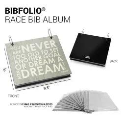 BibFOLIO® Race Bib Album - Never Too Old -goneforarun Sales 2023 tr 10456 GRAYWOOD DETAILS