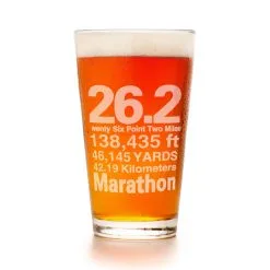 26.2 Math Miles 16 Oz Beer Pint Glass