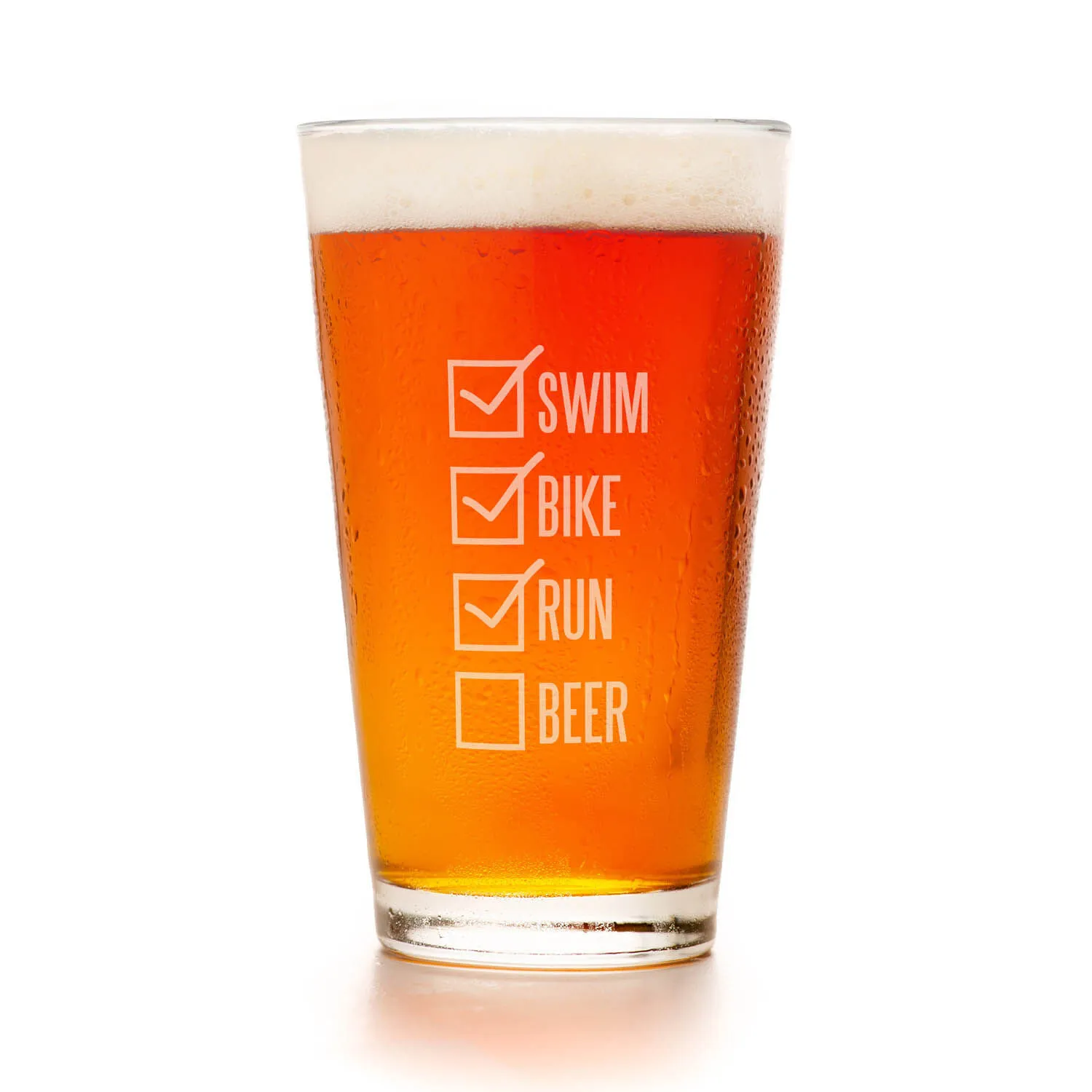 Swim Bike Run Checklist 16 Oz Beer Pint Glass 3 Swim Bike Run Checklist 16 Oz Beer Pint Glass