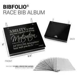 BibFOLIO® Race Bib Album - Ability. Motivation. Attitude -goneforarun Sales 2023 tr 12246 BLACK DETAILS