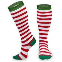 Woven Yakety Yak! Knee High Socks - Running Christmas Elf (Red & White Stripes/Green) -goneforarun Sales 2023 tr 14039 3