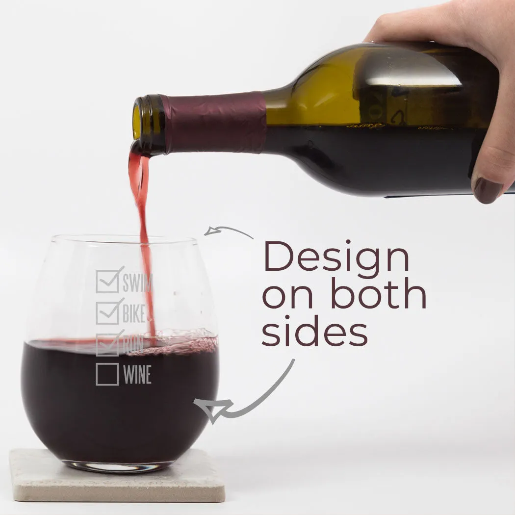 Triathlon Stemless Wine Glass Swim Bike Run Checklist 6 Triathlon Stemless Wine Glass Swim Bike Run Checklist - Image 4
