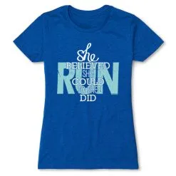 Women's Everyday Runners Tee She Believed She Could So She Did -goneforarun Sales 2023 tr 15458 ROYAL