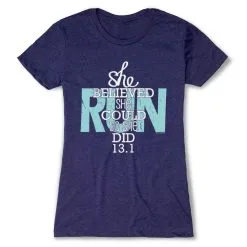 Women's Everyday Runners Tee She Believed She Could So She Did 13.1 -goneforarun Sales 2023 tr 15459 STORMINDIGO