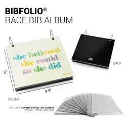 BibFOLIO® Race Bib Album - She Believed She Could -goneforarun Sales 2023 tr 15497 WHITE DETAILS
