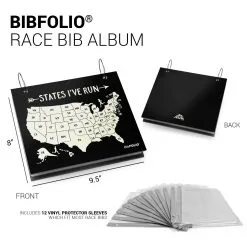 BibFOLIO® Race Bib Album - States I've Run -goneforarun Sales 2023 tr 18443 BLACK DETAILS