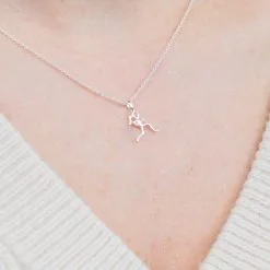 Sterling Silver Mini Stick Figure Runner Necklace -goneforarun Sales 2023 tr 18842 MODEL