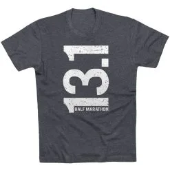Running Short Sleeve T-Shirt - 13.1 Half Marathon Vertical  -goneforarun Sales 2023 tr 18928 CHARCOAL FLAT