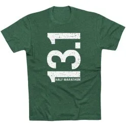 Running Short Sleeve T-Shirt - 13.1 Half Marathon Vertical  -goneforarun Sales 2023 tr 18928 FORESTGREEN FLAT