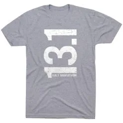 Running Short Sleeve T-Shirt - 13.1 Half Marathon Vertical  -goneforarun Sales 2023 tr 18928 GRAY FLAT