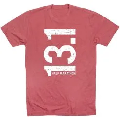 Running Short Sleeve T-Shirt - 13.1 Half Marathon Vertical  -goneforarun Sales 2023 tr 18928 MAUVE FLAT