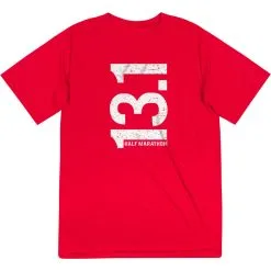 Men's Running Short Sleeve Tech Tee - 13.1 Half Marathon Vertical -goneforarun Sales 2023 tr 18932 RED FLAT