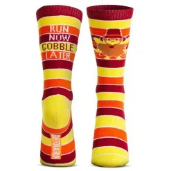 Running Woven Mid-Calf Socks - Run Now Gobble Later (Yellow/Orange/Brown)