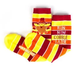 Running Woven Mid-Calf Socks - Run Now Gobble Later (Yellow/Orange/Brown) -goneforarun Sales 2023 tr 19553 3