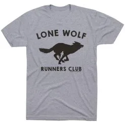 Running Short Sleeve T-Shirt - Run Club Lone Wolf -goneforarun Sales 2023 tr 21397 GRAY FLAT