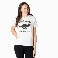 Running Short Sleeve T-Shirt - Run Club Lone Wolf -goneforarun Sales 2023 tr 21397 WHITE FEMALE