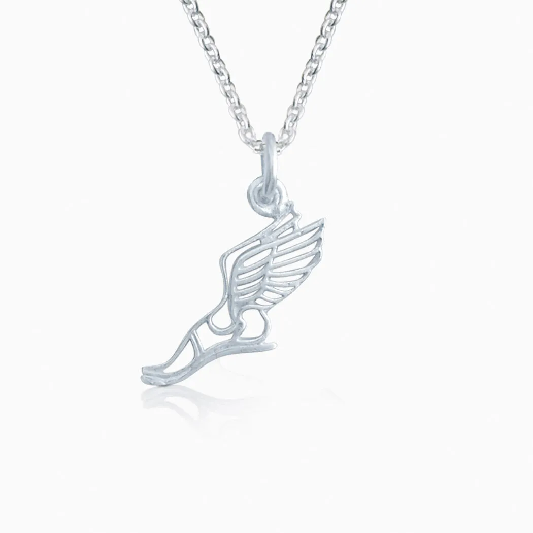 Sterling Silver Runner Winged Foot Necklace 3 Sterling Silver Runner Winged Foot Necklace