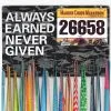 Running Large Hooked On Medals And Bib Hanger - Always Earned Never Given -goneforarun Sales 2023 tr 33810 GRAY CLOSEUP