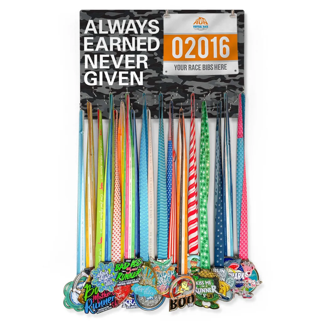 Running Large Hooked On Medals And Bib Hanger - Always Earned Never Given 6 Running Large Hooked On Medals And Bib Hanger - Always Earned Never Given - Image 4