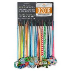 Running Large Hooked On Medals And Bib Hanger - As Every Runner Knows -goneforarun Sales 2023 tr 33812 YELLOWBLUE FULLVIEW