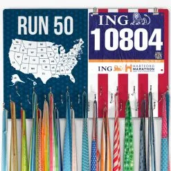 Running Large Hooked On Medals And Bib Hanger - Run 50
