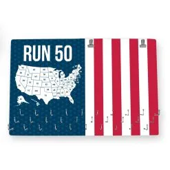 Running Large Hooked On Medals And Bib Hanger - Run 50 -goneforarun Sales 2023 tr 33816 GRAY EMPTY