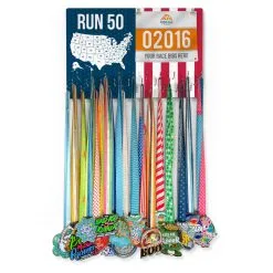 Running Large Hooked On Medals And Bib Hanger - Run 50 -goneforarun Sales 2023 tr 33816 GRAY FULLVIEW