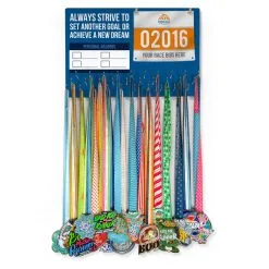 Running Large Hooked On Medals And Bib Hanger - Dry Erase PRs -goneforarun Sales 2023 tr 33821 BLUE FULLVIEW