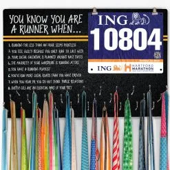 Running Large Hooked On Medals And Bib Hanger - You Know You're A Runner When