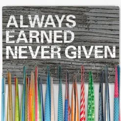 Running Large Hooked On Medals Hanger - Always Earned Never Given