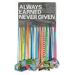 Running Large Hooked On Medals Hanger - Always Earned Never Given -goneforarun Sales 2023 tr 34041 GRAY FULLVIEW
