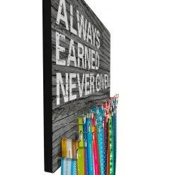 Running Large Hooked On Medals Hanger - Always Earned Never Given -goneforarun Sales 2023 tr 34041 GRAY PROFILE