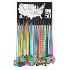 Running Large Hooked On Medals Hanger - Run 50 -goneforarun Sales 2023 tr 34047 GRAY FULLVIEW