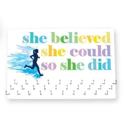 Running Large Hooked On Medals Hanger - She Believed She Could So She Did -goneforarun Sales 2023 tr 34064 WHITE EMPTY