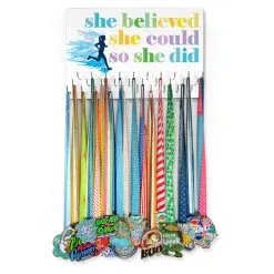 Running Large Hooked On Medals Hanger - She Believed She Could So She Did -goneforarun Sales 2023 tr 34064 WHITE FULLVIEW