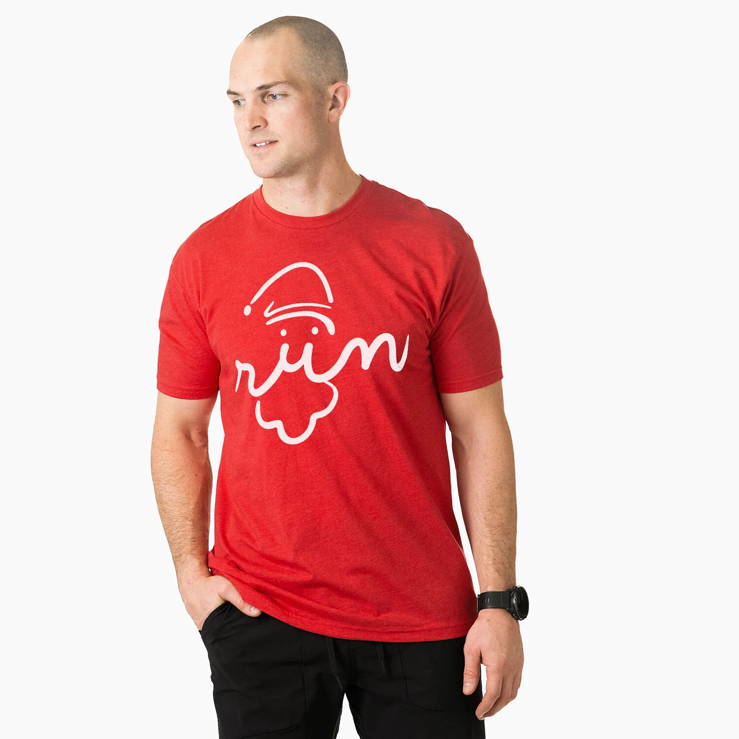 Running Short Sleeve T-Shirt - Santa Run Face 4 Running Short Sleeve T-Shirt - Santa Run Face - Image 2