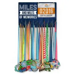 Running Large Hooked On Medals And Bib Hanger - Miles And Miles Of Memories -goneforarun Sales 2023 tr 34861 CHALKBOARD FULLVIEW