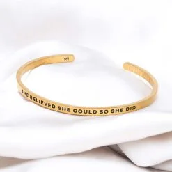 InspireME Cuff Bracelet - She Believed She Could -goneforarun Sales 2023 tr 35408 GOLD MAIN