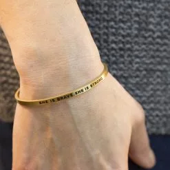 InspireME Cuff Bracelet - She Is Brave -goneforarun Sales 2023 tr 35409 GOLD 6