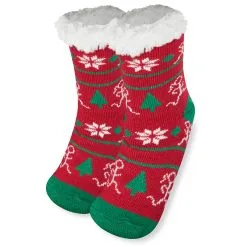 Running Slipper Socks With Sherpa Lining (Christmas)
