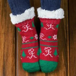 Running Slipper Socks With Sherpa Lining (Christmas) -goneforarun Sales 2023 tr 35892 6