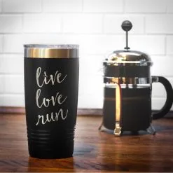 Running 20 Oz. Double Insulated Tumbler - Live Love Run -goneforarun Sales 2023 tr 36056 BLACK COFFEE
